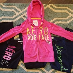 Lot of 3 Aeropostale. 2 sweatpants and 1sweater